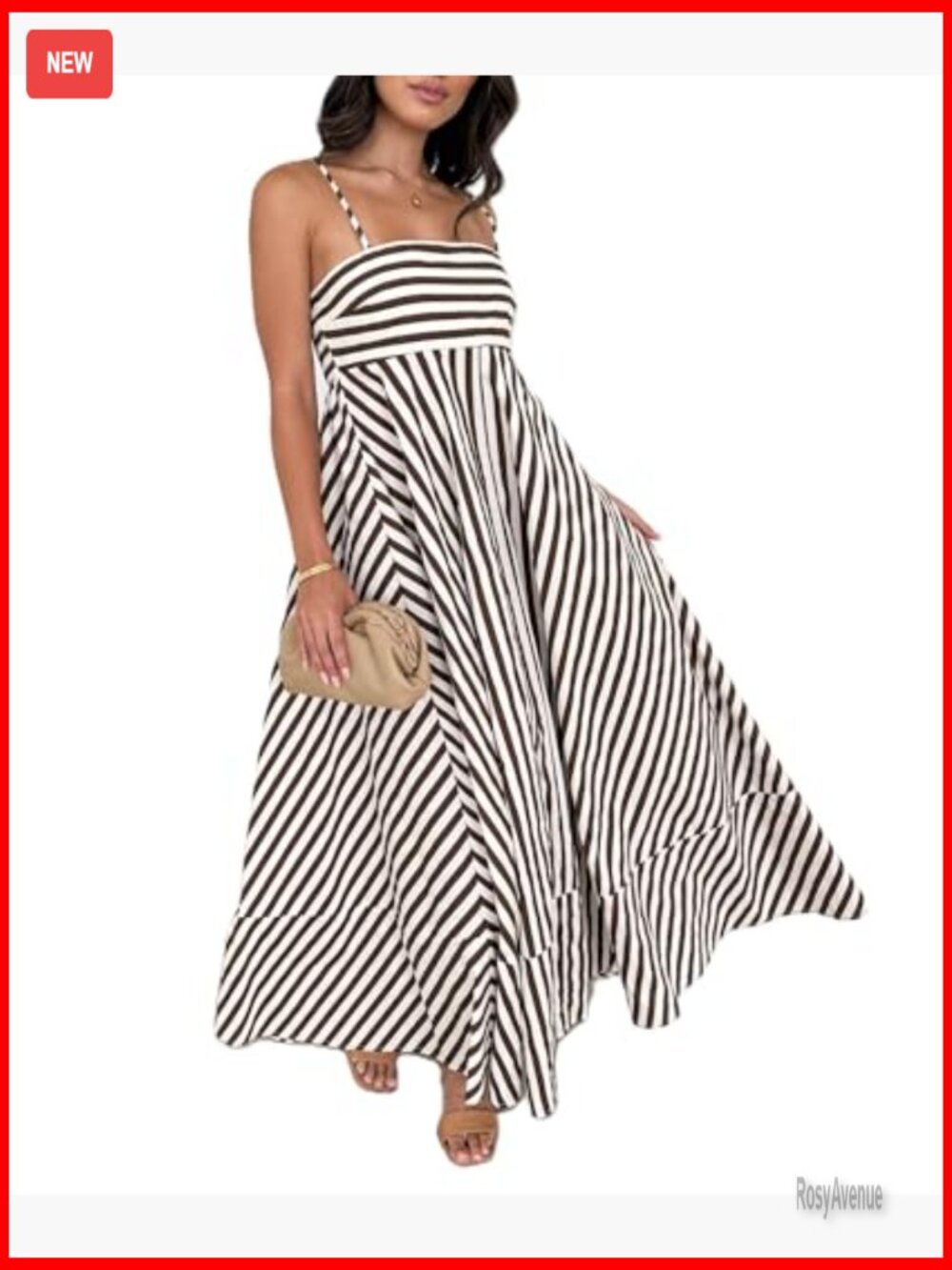 Striped Maxi Dress Smocked Backless Spaghetti Strap Boho Sundress - Picture 2 of 6